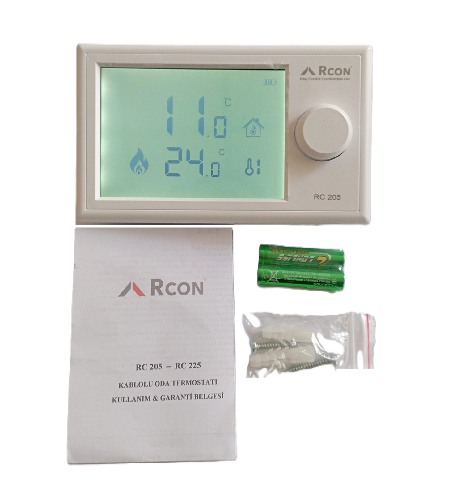 Rcon RC 205 Kablolu Oda Termostatı Dijital yatık Ekran