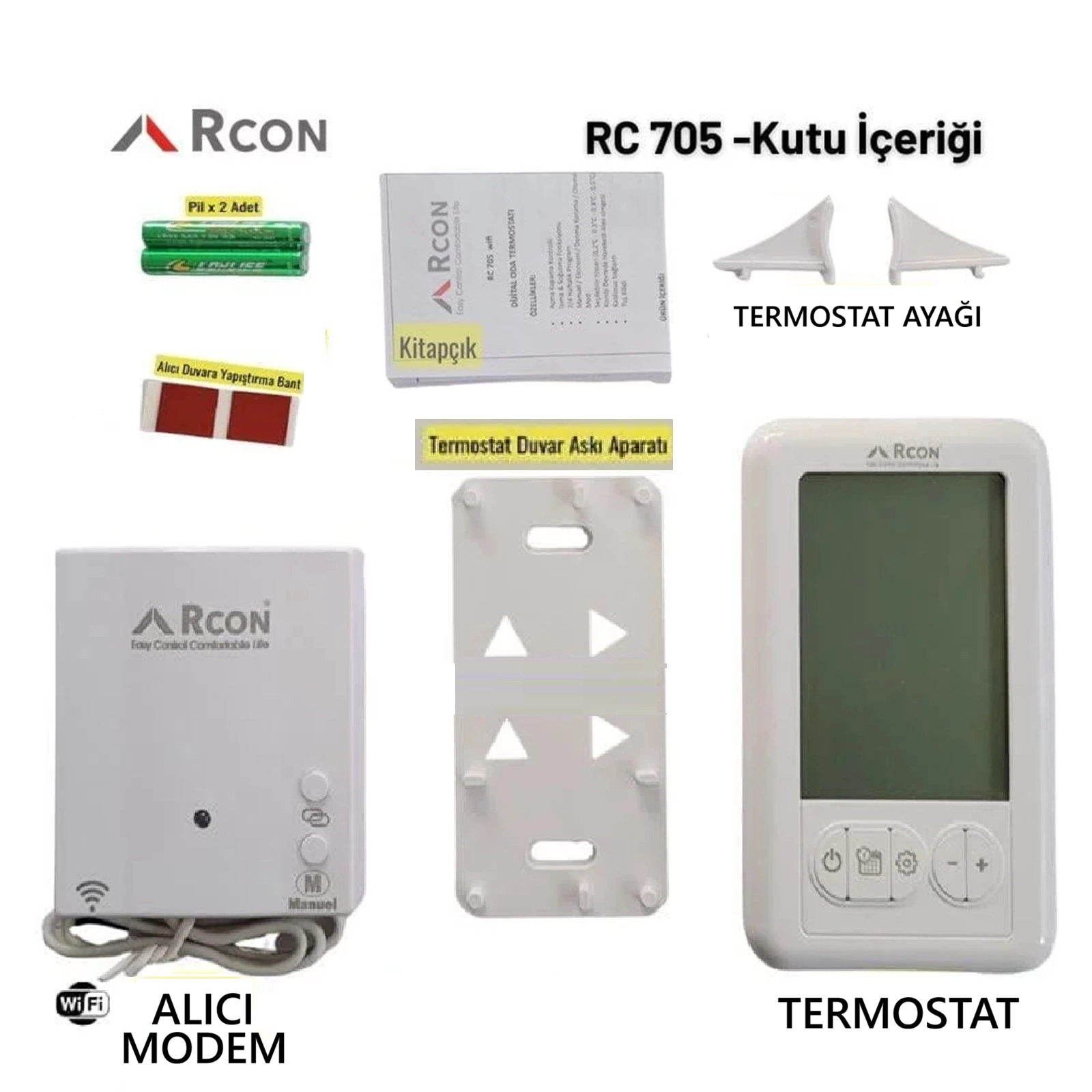Rcon RC 705 Wifi Kablosuz Dijital Oda Termostatı