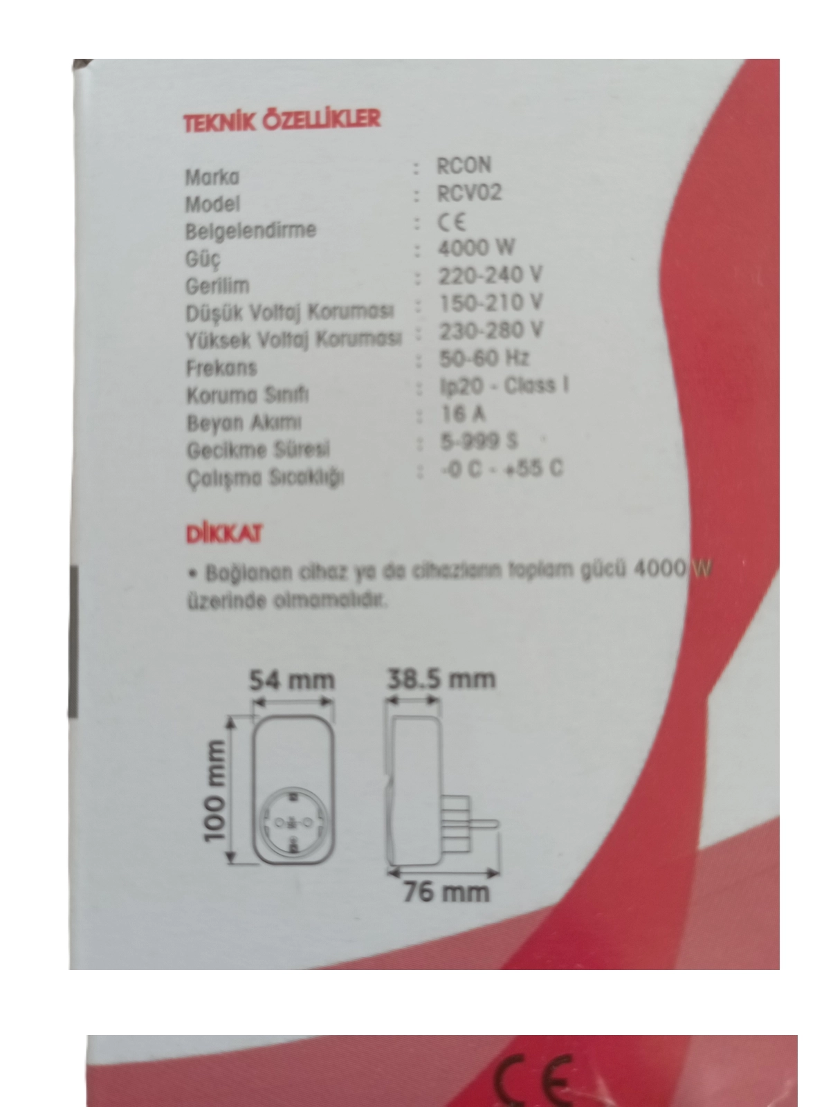 Rcon ayarlanabilir voltaj akım koruma prizi ev tipi tek faz led ekranlı çocuk yıldırım koruma