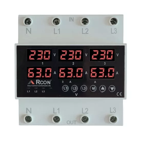 Rcon Rcv 05 Ev Tipi Trifaze Akım Voltaj  Koruyucu 63 A Sigorta