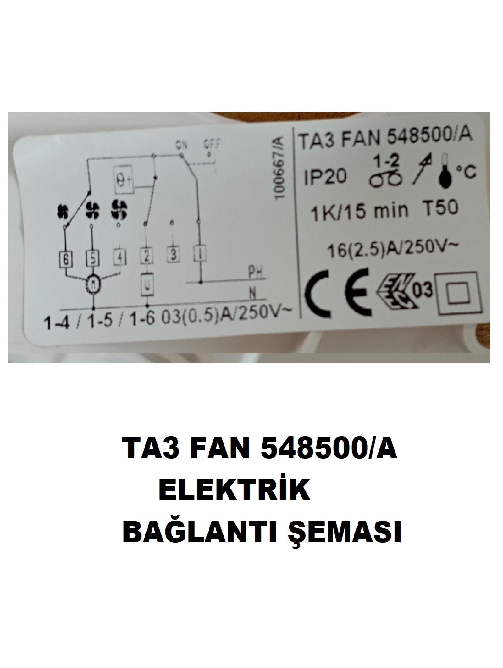 IMIT 548500/A Fan TA3 FanCoil Fankoil On/off Kablolu