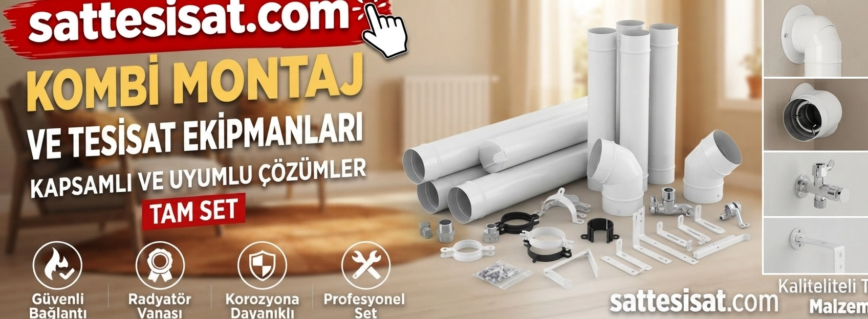 hermatik kombi, yoğuşmalı kombi, doğalgazlı şofben, baca dirseği, baca askısı, baca kelepçesi, baca contası
